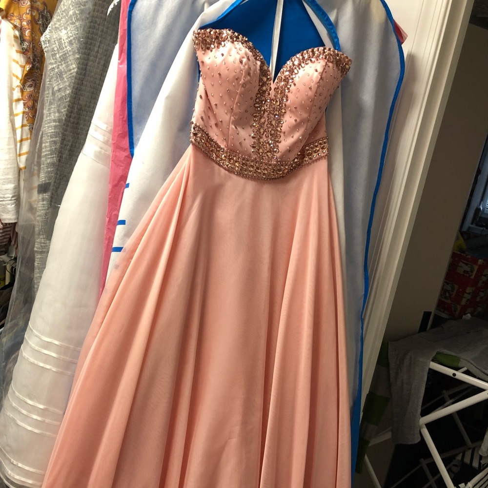 Sherri Hill Strapless Pink Gown